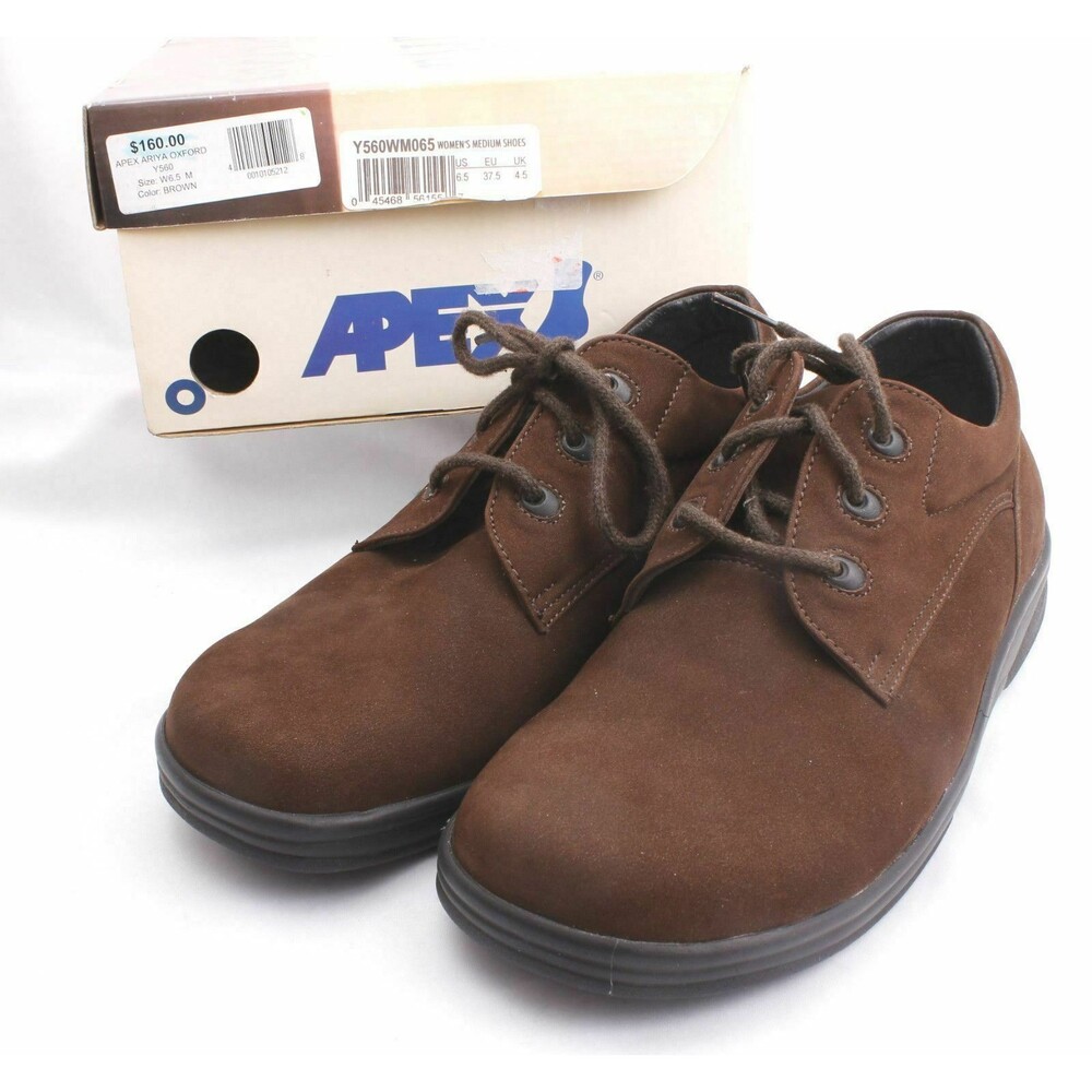 Apex Ariya Y560 Brown Suede Anti-Shock Oxford Shoes Women's Size 6.5 M